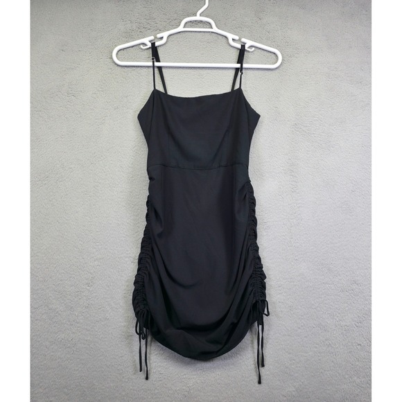 Abercrombie Fitch‎ Mini Dress Womens MT Tall Black Ruched Bodycon Whimsigoth - Picture 2 of 15